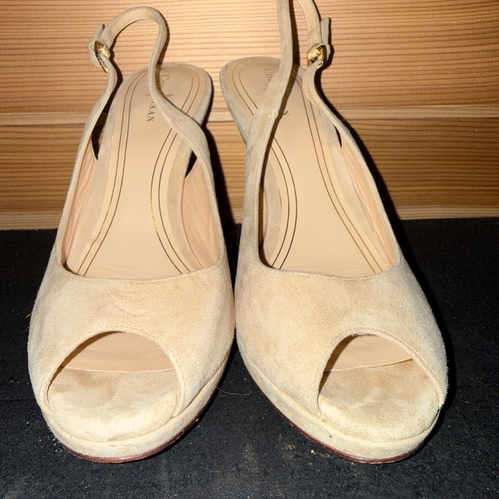 Cole Haan Suede Slingback Peep-Toe Heels Size 8